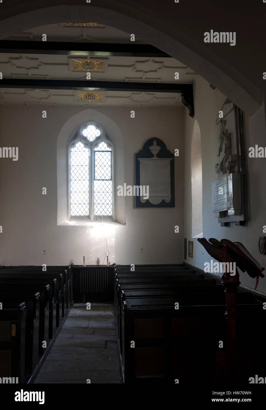 Interior view, St. Catherine`s Church, Staverton, Gloucestershire, England, UK Stock Photo